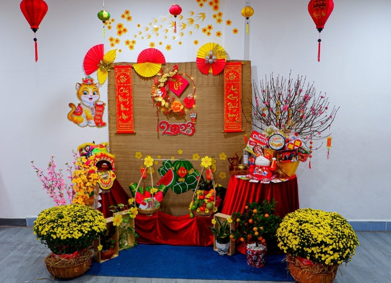 Không gian trang trí mang đậm vẻ đẹp của Tết Việt