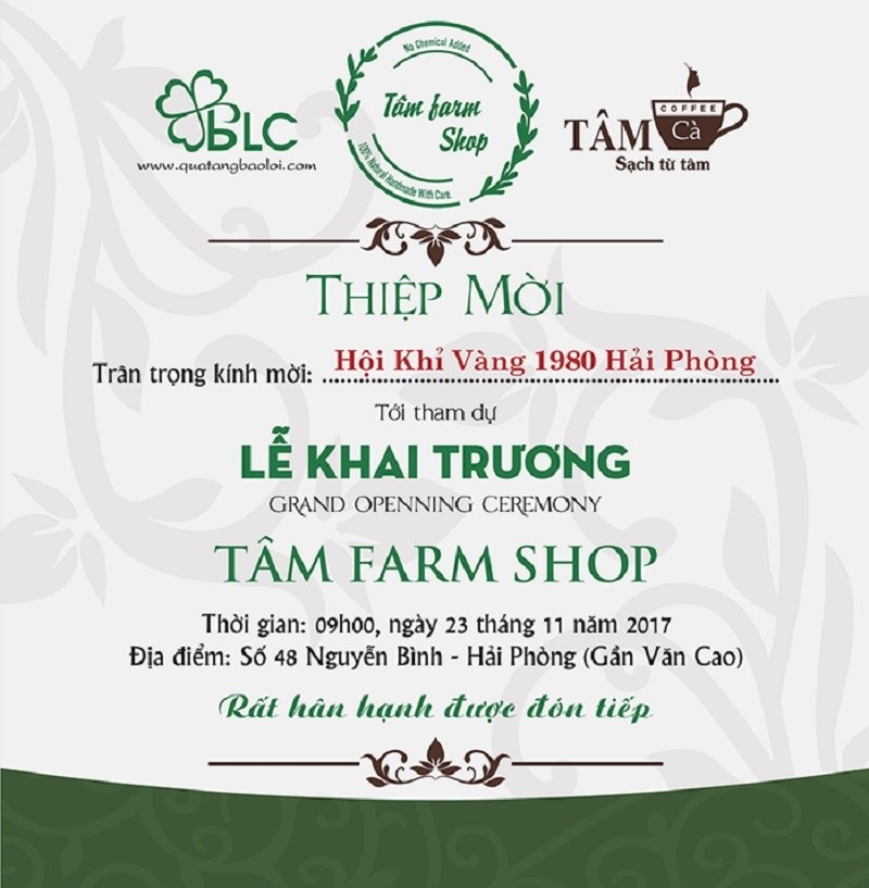 Logo trên thư mời khai trương cần nhất quán với thương hiệu