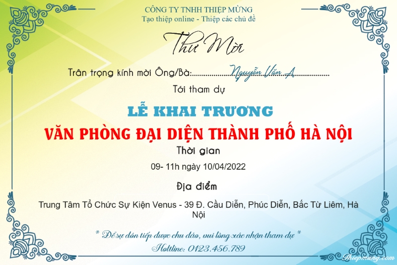 Mẫu thiệp mời khai trương tối giản cho các đơn vị cung cấp dịch vụ