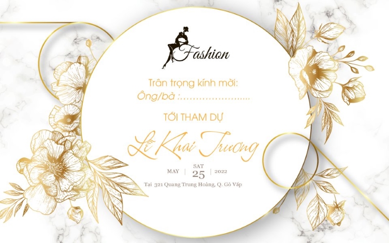 Mẫu thiết kế có màu sắc đơn giản, hài hòa của thư mời khai trương shop thời trang