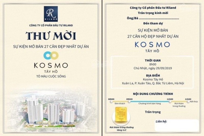 Mẫu thiết kế thư mời khai trương cho công ty bất động sản