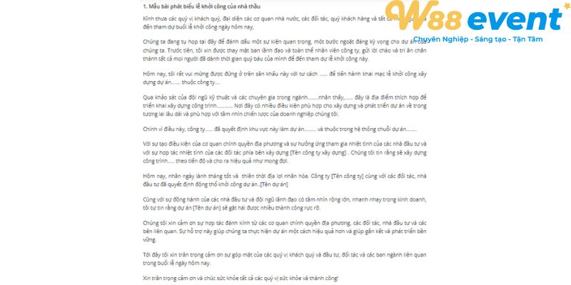 Mẫu bài phát biểu của nhà thầu tại buổi lễ khởi công